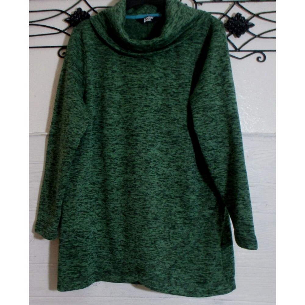 Land's End Women's Sweater Size L Long Sleeve Cowl Neck Green Pullover